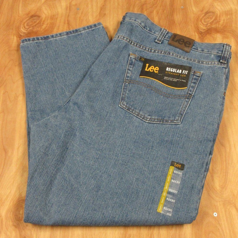 LEE Big & Tall Regular Fit‎ Straight Leg Denim Jeans Mens Size 52x30 Cotton NWT